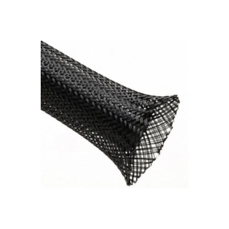 Techflex Braided Cable Sleeve, 1 ft, Polyethylene Terephthalate, Black PTN0.38BK